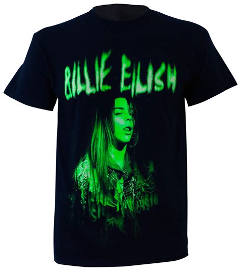 Billie Eilish Green Photo T-Shirt Black - Merch2rock Alternative Clothing