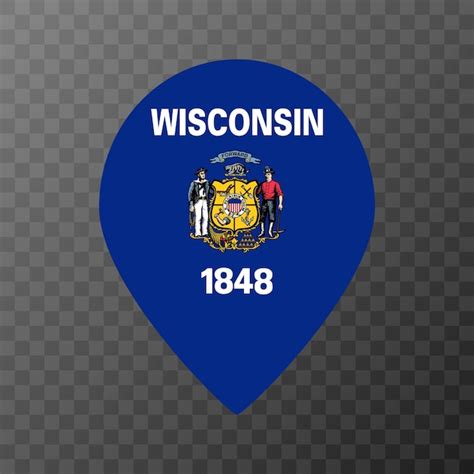 Premium Vector | Map pointer with flag wisconsin state vector illustration