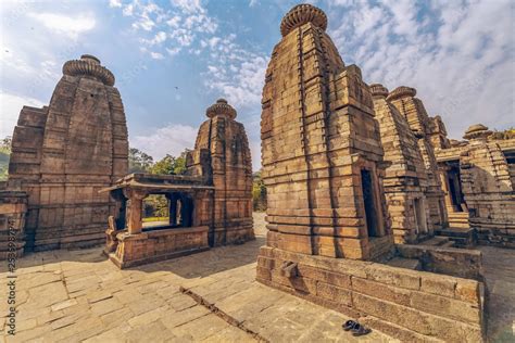 Baijnath stone temples at Uttarakhand India. Ancient stone temples located at Bageshwar district ...