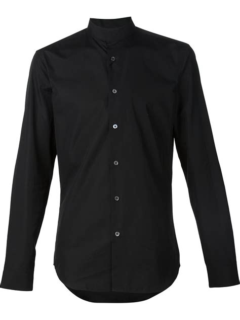 Calvin klein Band Collar Shirt in Black for Men | Lyst