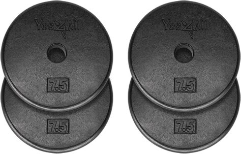 Yes4All 1 inch Cast Iron Weight Plates for Dumbbells, Standard Weight Plates (Combo 7.5lbs x ...