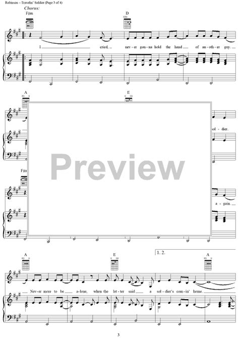 Travelin' Soldier" Sheet Music by The Chicks for Piano/Vocal/Chords ...