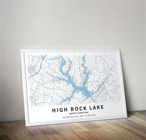 Printable Map of High Rock Lake North Carolina United States | Etsy