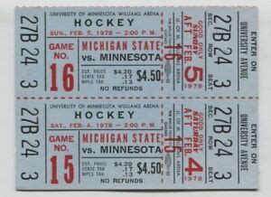 MINT UNUSED Full Tickets 1977-78 Minnesota Gophers Michigan State ...