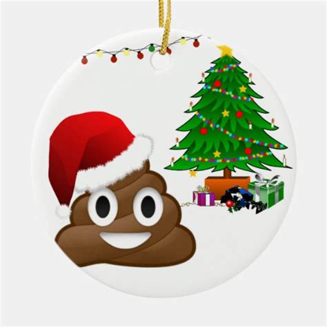 christmas poo emoji ceramic ornament | Zazzle