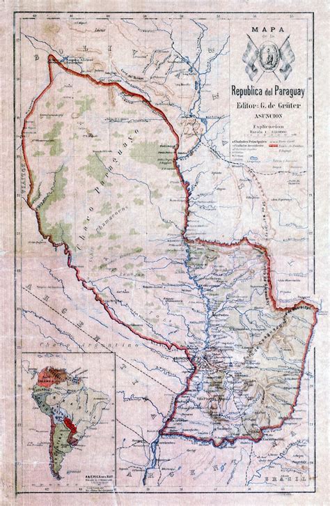 Large detailed old topographical map of Paraguay | Paraguay | South America | Mapsland | Maps of ...