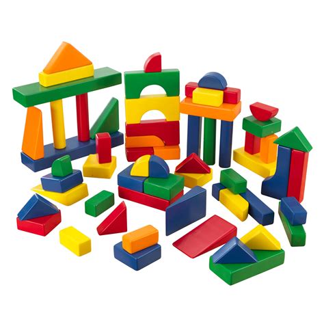 KidKraft 60-Piece Wooden Cutout Shapes Block Building Architectural Set - Primary - Walmart.com