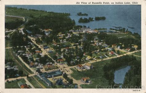 Air View of Russells Point on Indian Lake Ohio Postcard