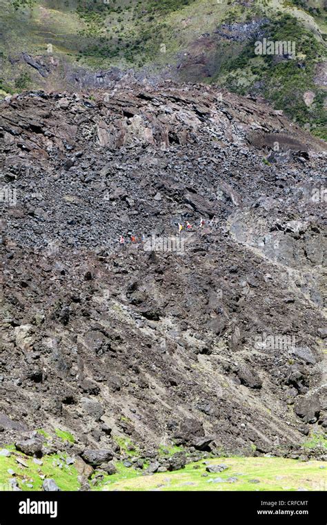 Tourists hiking on the 1961 volcano, Tristan da Cunha Stock Photo - Alamy