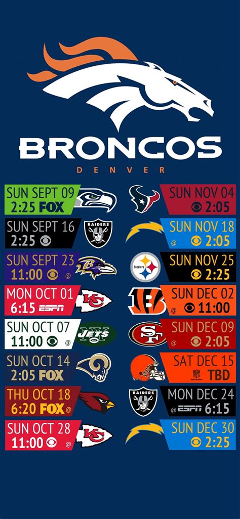 2018 Broncos Schedule Wallpaper (with edits) : r/DenverBroncos