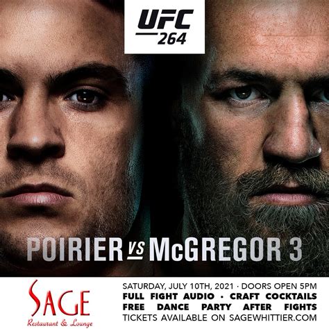 UFC 264: Conor McGregor vs Dustin Poirier Viewing Party @ Sage - Sage ...