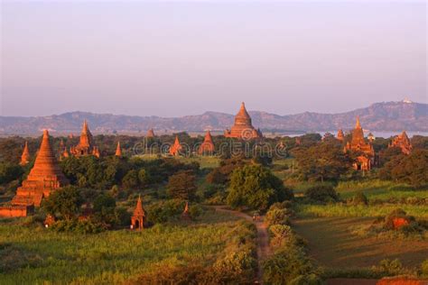 Beautiful Colorful View of Bagan Valley with Temples during Sunrise, Burma Myanmar Stock Photo ...