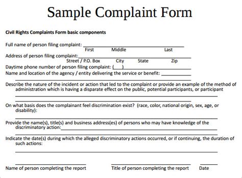 FREE 6+ Sample Civil Complaint Forms in PDF | MS Word