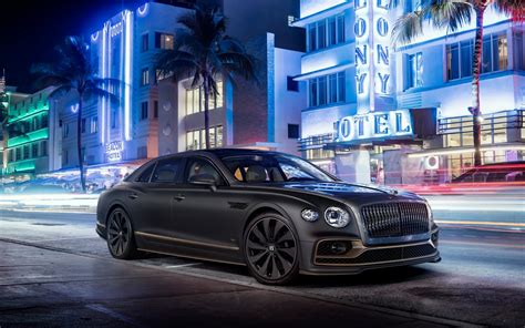 Bentley Flying Spur Hybrid Wallpaper 4K, Neon lights, 5K