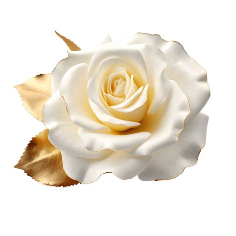 White, gold rose isolated on transparent background. 24856602 PNG