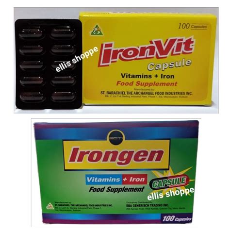 Ironvit / Irongen Vitamins + Iron FOOD SUPPLEMENT Box of 100 Capsules ...