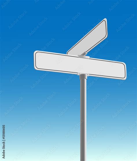 Realistic, blank street sign vector on a blue background. Stock Vector ...