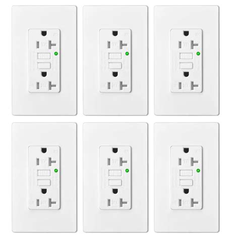 20 AMP 125-VOLT Duplex Self-Test GFCI Outlet Ground Fault Receptacle White 6Pack $64.49 - PicClick