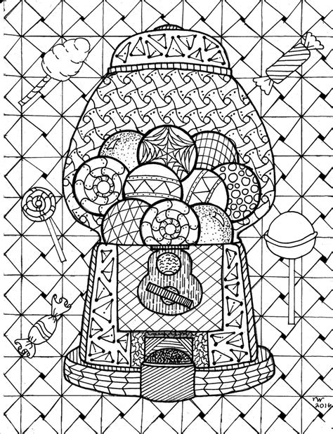 Gumball Machine Zentangle Coloring Page Digital Coloring Pdf - Etsy