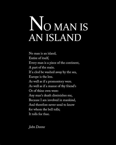 No Man Is An Island - John Donne Poem - Literature - Typography Print 2 Digital Art by Studio ...