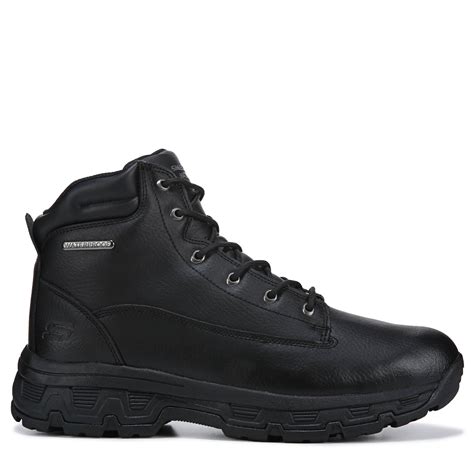 Skechers Leather Morson Medium/wide Waterproof Memory Foam Boots in Black for Men - Lyst