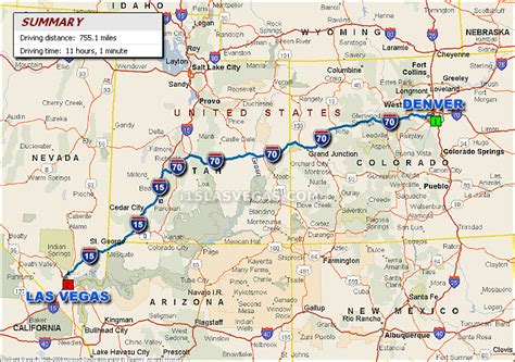 Denver to Las Vegas Driving Distance Map