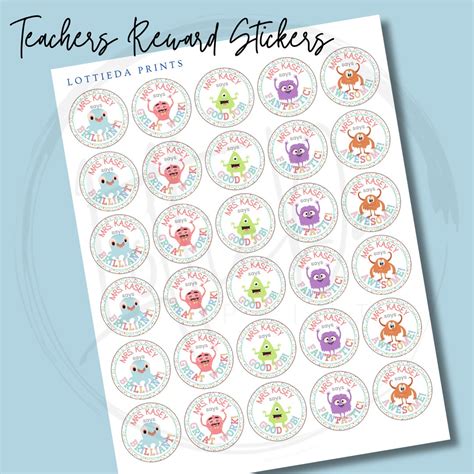 Teacher Reward Stickers Personalized Stickers Reward Stickers Custom Stickers Teacher Stickers ...