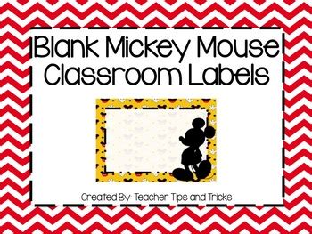 Blank Mickey Mouse Classroom Labels by Teacher Tips and Tricks | TpT