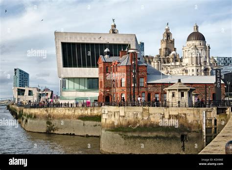 Pier Head, Liverpool. UK. The new Museum of Liverpool, with the Mersey ...