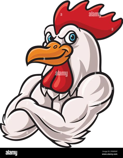 Cartoon strong chicken mascot character Stock Vector Image & Art - Alamy