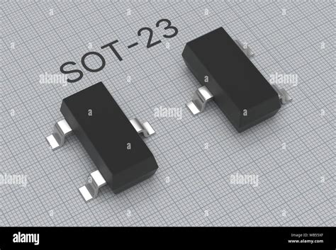 SMD SOT-23 electronic transistor isolated on white 3d render Stock ...