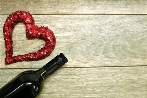 Red Glitter Heart And Wine Bottle Free Stock Photo - Public Domain Pictures