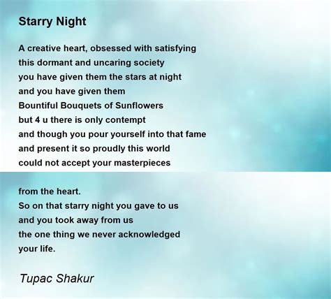 Starry Night Poem by Tupac Shakur - Poem Hunter