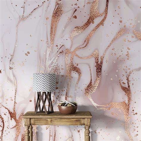 Rose Gold Glitter Splash Textured Marble Pattern Wallpaper - Etsy