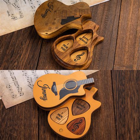 Customized Wooden Guitar Picks with Case