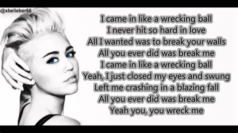 Miley Cyrus - Wrecking Ball + Lyrics ( official lyrics ) - YouTube