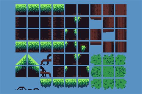 Tiny Forest Tileset Platformer Pixel Art - CraftPix.net