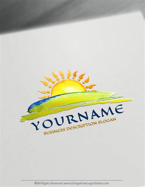 Create a Sunset Logo Free - Watercolors Landscape Logo Design | Sunset ...