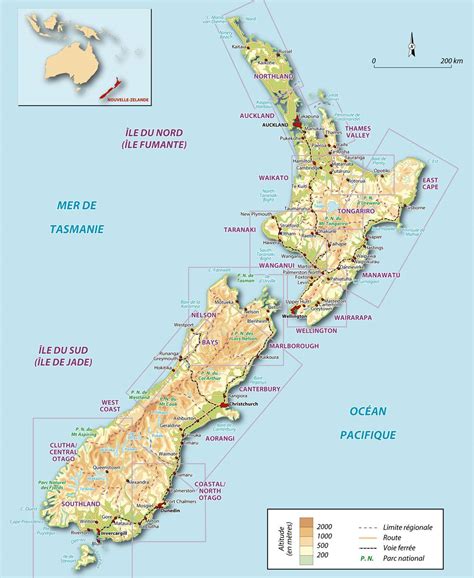 Carte de la Nouvelle-Zélande - Plusieurs cartes du pays en Océanien