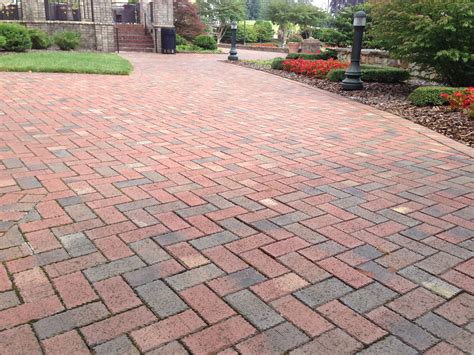 Long Brick Driveway with Pine Hall Brick Old Towne Pavers