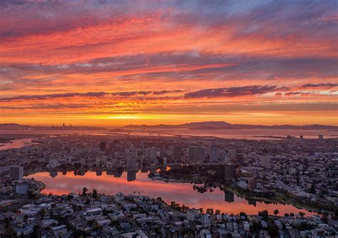 Sunset Explosion over Lake Merritt Photograph by Sky High Oakland