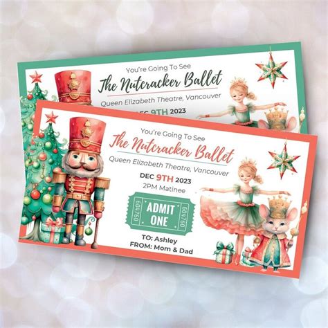 Editable Nutcracker Ticket , Personalized Nutcracker Ballet Surprise Gift Ticket Template, the ...