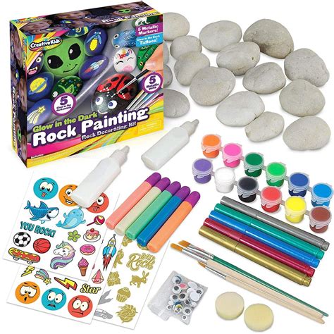 Glow In The Dark Rock Painting Arts and Craft Kit for Kids – Supplies ...