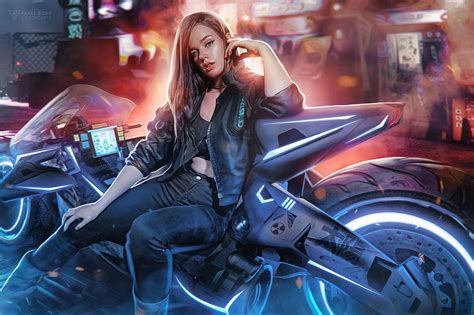 Cyberpunk Girl Futuristic Motorcycle Wallpapers - Wallpaper Cave