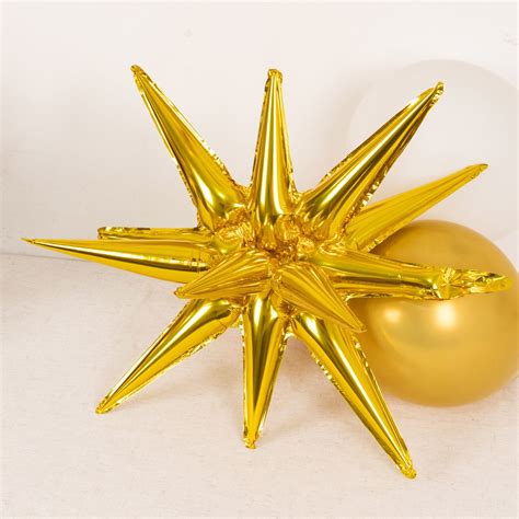 Metallic Gold Starburst Foil Balloons 5 Pack | eFavormart.com