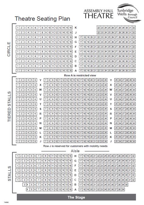 Assembly Hall Theatre, Tunbridge Wells | Seating Plan, view the seating ...