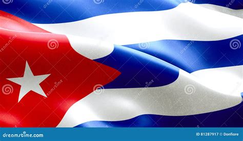 Waving Fabric Texture of the Flag of Cuba, Real Texture Color Red Blue ...