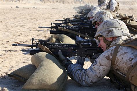 Integrated Task Force infantry Marines zero weapons at Twentynine Palms