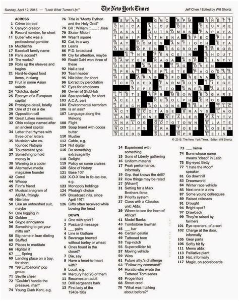 Free Nyt Crossword Puzzles Printable - Printable Form, Templates and Letter