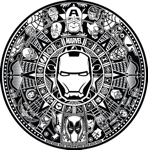 Marvel Aztec Calendar Vector Graphics - Sun Stone - Marvel Calendario Azteca Vectores Gráficos ...